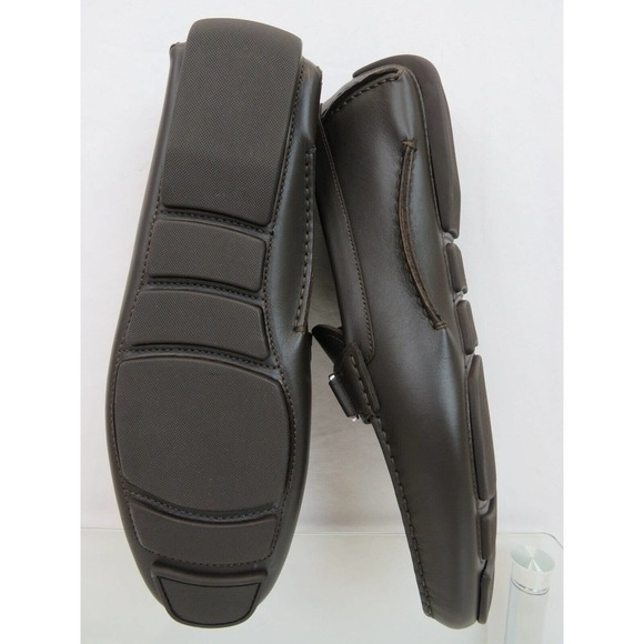 BALLY DRULIO DARK BROWN CHOCOLATE LEATHER METAL LOGO DRIVING LOAFERS US 12 D main image 10